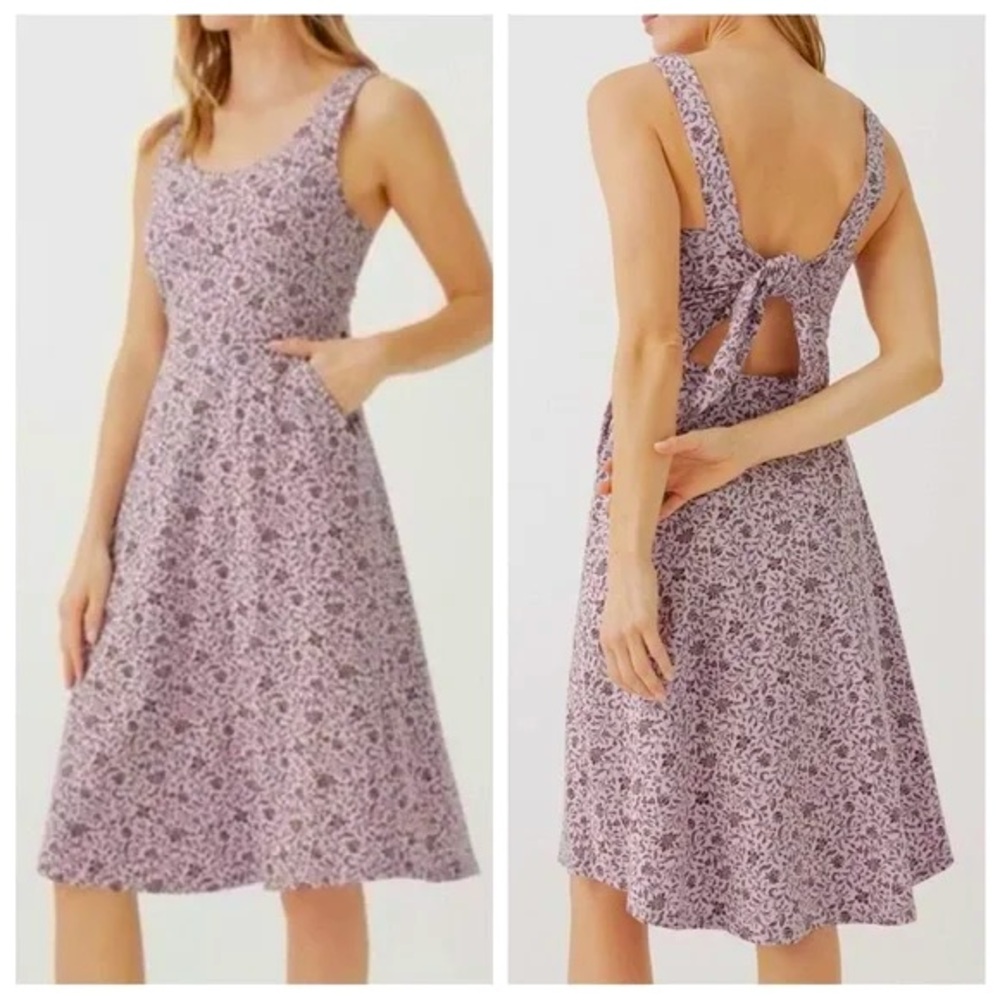 NWT Pact Wild English Lavender Jolene Tie-Back Fit & Flare Sun Dress S US4 or 6